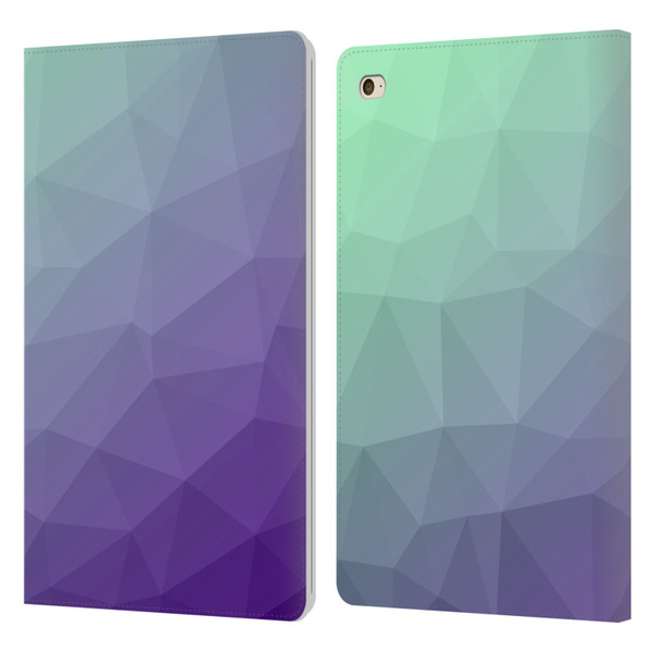 PLdesign Geometric Purple Green Ombre Leather Book Wallet Case Cover For Apple iPad mini 4