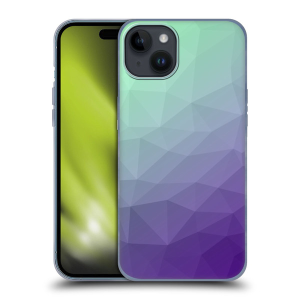 PLdesign Geometric Purple Green Ombre Soft Gel Case for Apple iPhone 15 Plus