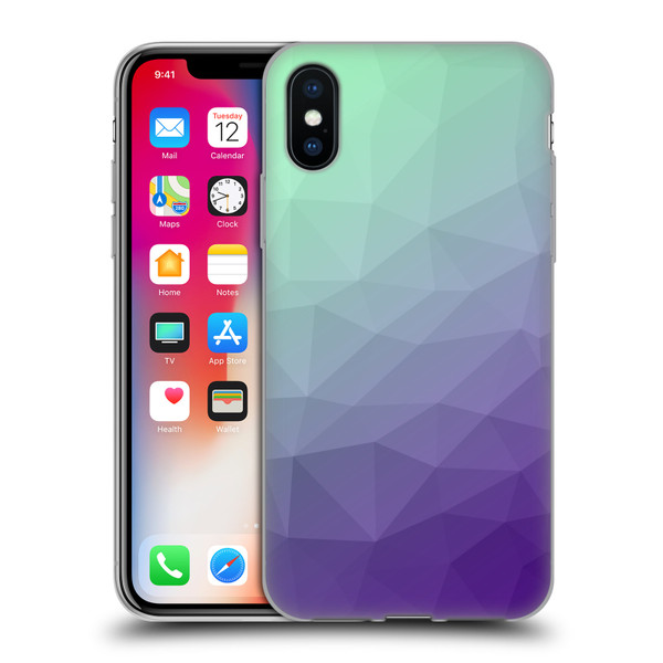 PLdesign Geometric Purple Green Ombre Soft Gel Case for Apple iPhone X / iPhone XS