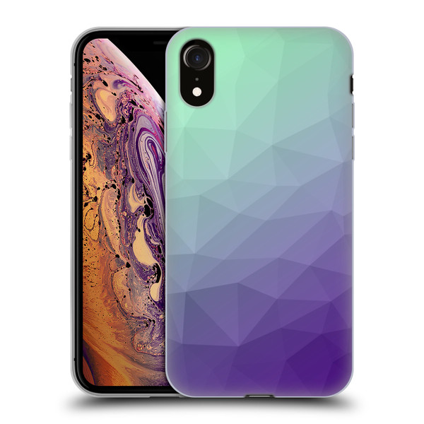 PLdesign Geometric Purple Green Ombre Soft Gel Case for Apple iPhone XR