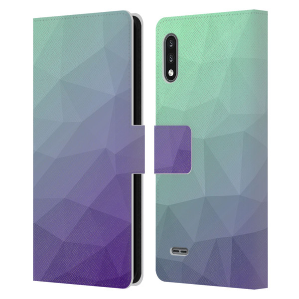 PLdesign Geometric Purple Green Ombre Leather Book Wallet Case Cover For LG K22