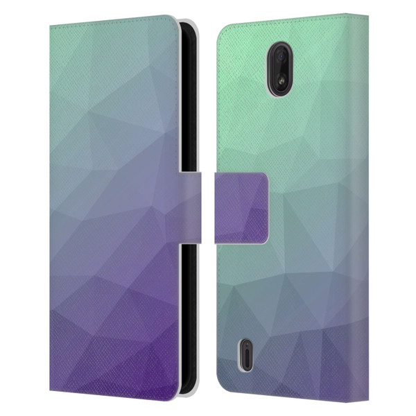 PLdesign Geometric Purple Green Ombre Leather Book Wallet Case Cover For Nokia C01 Plus/C1 2nd Edition