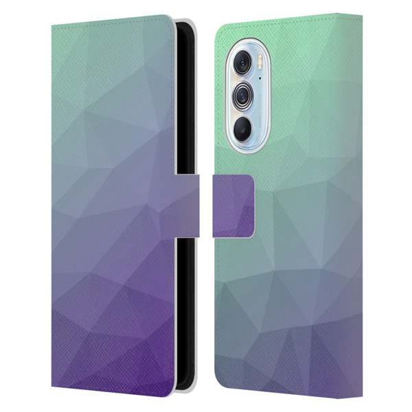 PLdesign Geometric Purple Green Ombre Leather Book Wallet Case Cover For Motorola Edge X30