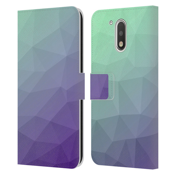PLdesign Geometric Purple Green Ombre Leather Book Wallet Case Cover For Motorola Moto G41