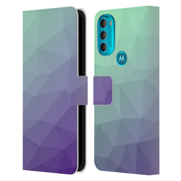 PLdesign Geometric Purple Green Ombre Leather Book Wallet Case Cover For Motorola Moto G71 5G