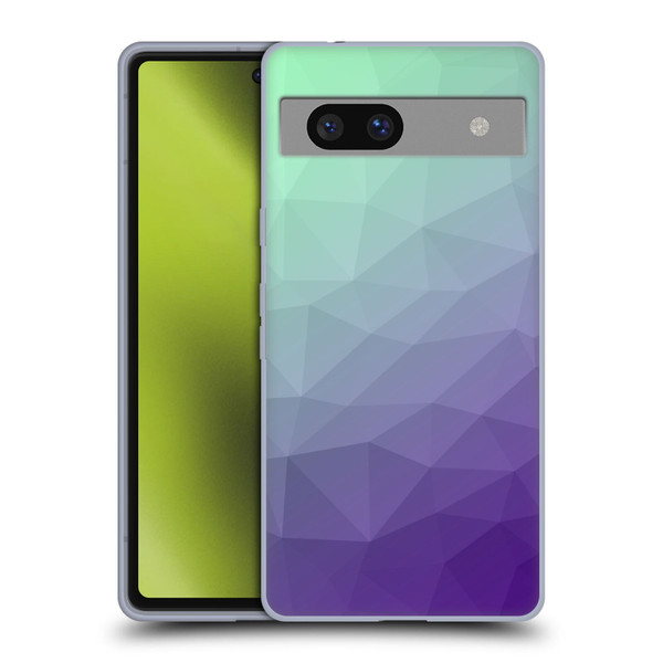 PLdesign Geometric Purple Green Ombre Soft Gel Case for Google Pixel 7a
