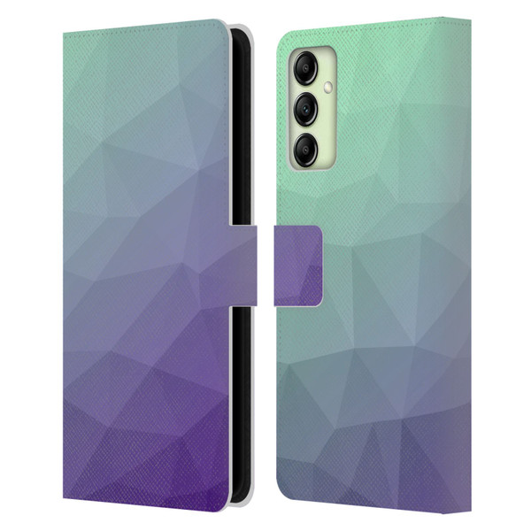 PLdesign Geometric Purple Green Ombre Leather Book Wallet Case Cover For Samsung Galaxy A14 5G