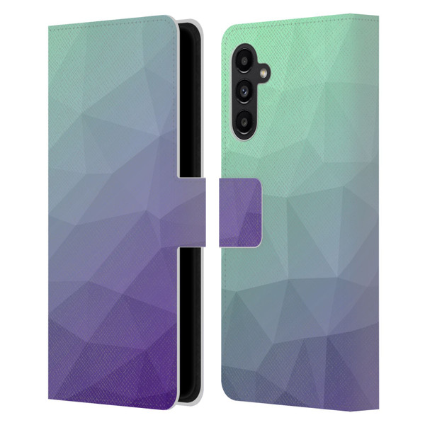 PLdesign Geometric Purple Green Ombre Leather Book Wallet Case Cover For Samsung Galaxy A13 5G (2021)