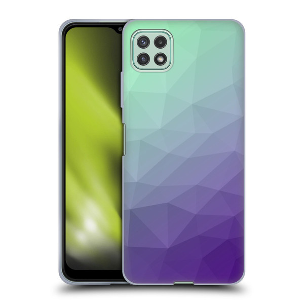 PLdesign Geometric Purple Green Ombre Soft Gel Case for Samsung Galaxy A22 5G / F42 5G (2021)