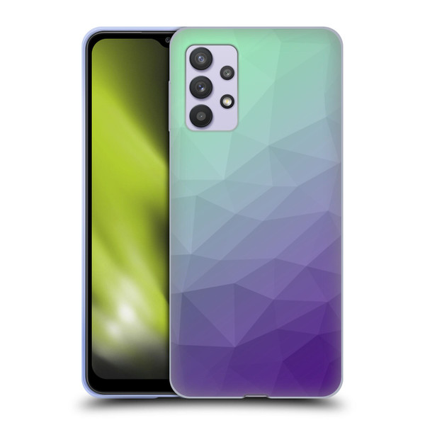 PLdesign Geometric Purple Green Ombre Soft Gel Case for Samsung Galaxy A32 5G / M32 5G (2021)