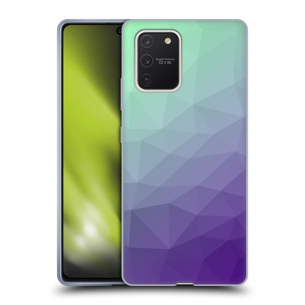PLdesign Geometric Purple Green Ombre Soft Gel Case for Samsung Galaxy S10 Lite