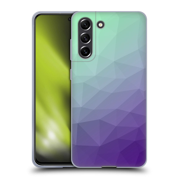 PLdesign Geometric Purple Green Ombre Soft Gel Case for Samsung Galaxy S21 FE 5G