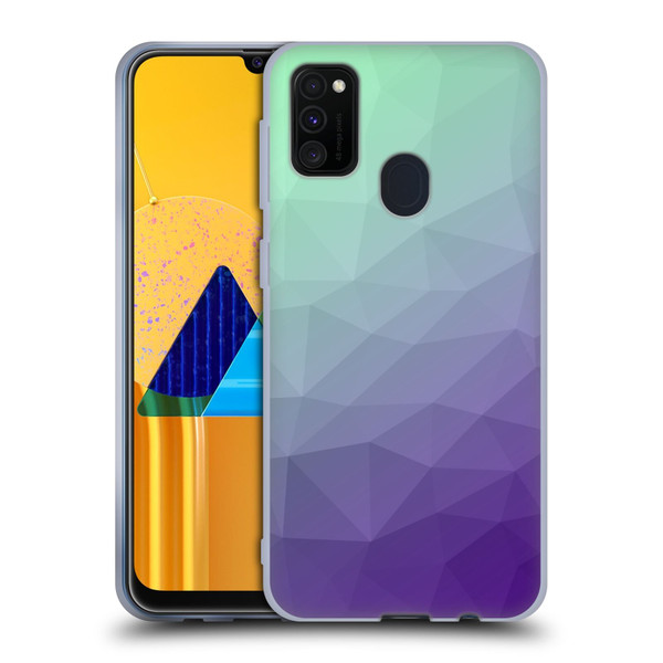 PLdesign Geometric Purple Green Ombre Soft Gel Case for Samsung Galaxy M30s (2019)/M21 (2020)