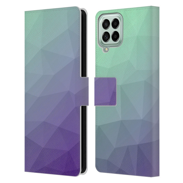 PLdesign Geometric Purple Green Ombre Leather Book Wallet Case Cover For Samsung Galaxy M53 (2022)