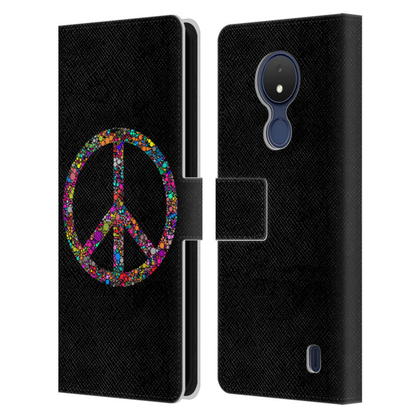 LebensArt Contexts Peace Leather Book Wallet Case Cover For Nokia C21