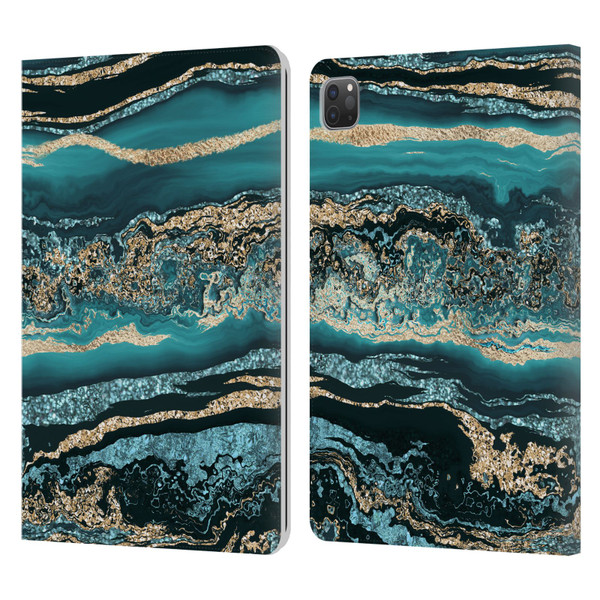 LebensArt Gemstone Marble Luxury Turquoise Leather Book Wallet Case Cover For Apple iPad Pro 11 2020 / 2021 / 2022