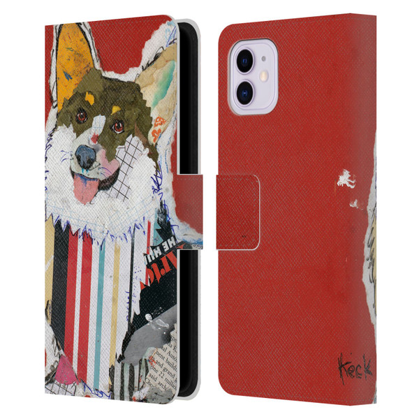 Michel Keck Dogs 2 Corgi Leather Book Wallet Case Cover For Apple iPhone 11