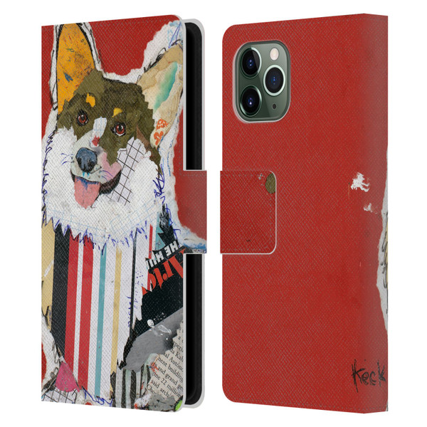 Michel Keck Dogs 2 Corgi Leather Book Wallet Case Cover For Apple iPhone 11 Pro