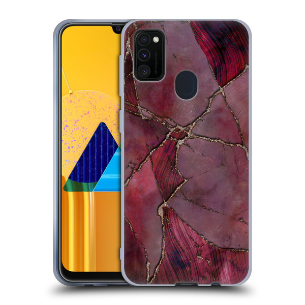LebensArt Mineral Marble Red Soft Gel Case for Samsung Galaxy M30s (2019)/M21 (2020)