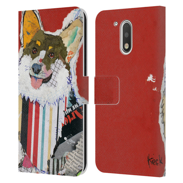 Michel Keck Dogs 2 Corgi Leather Book Wallet Case Cover For Motorola Moto G41