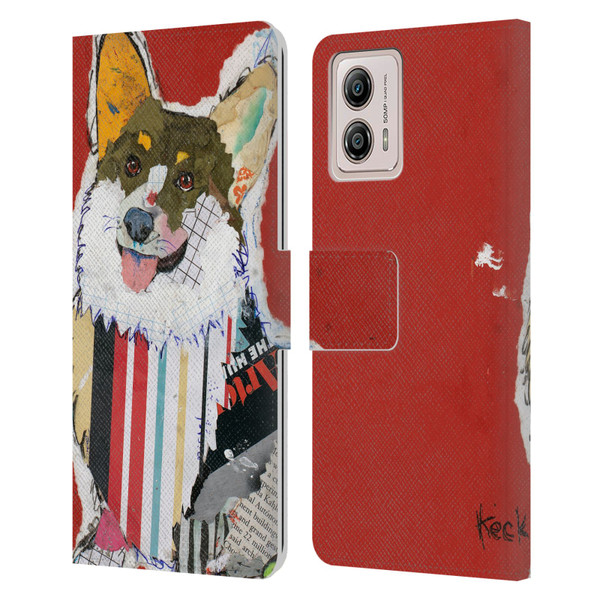 Michel Keck Dogs 2 Corgi Leather Book Wallet Case Cover For Motorola Moto G53 5G