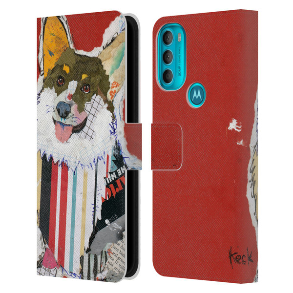 Michel Keck Dogs 2 Corgi Leather Book Wallet Case Cover For Motorola Moto G71 5G