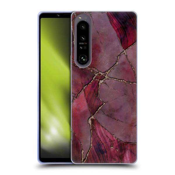LebensArt Mineral Marble Red Soft Gel Case for Sony Xperia 1 IV