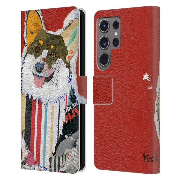 Michel Keck Dogs 2 Corgi Leather Book Wallet Case Cover For Samsung Galaxy S24 Ultra 5G