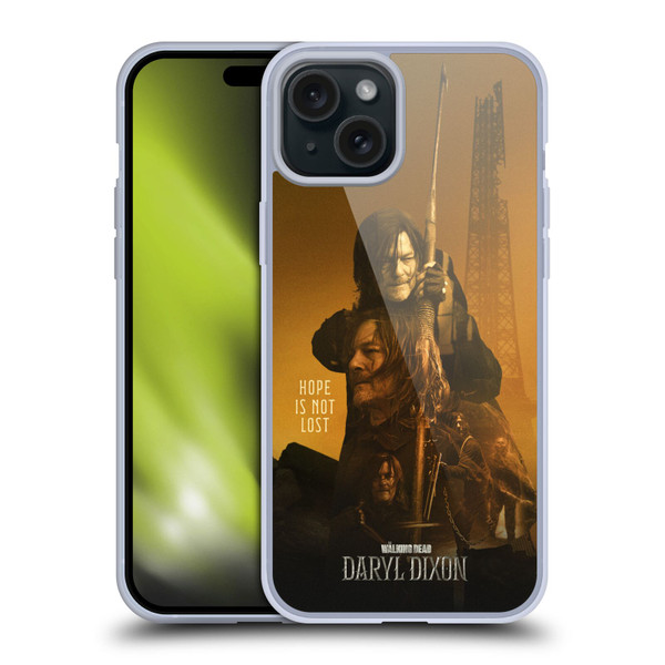 The Walking Dead: Daryl Dixon Key Art Double Exposure Soft Gel Case for Apple iPhone 15 Plus