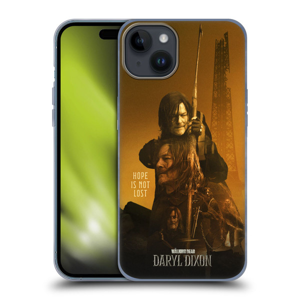 The Walking Dead: Daryl Dixon Key Art Double Exposure Soft Gel Case for Apple iPhone 15 Plus