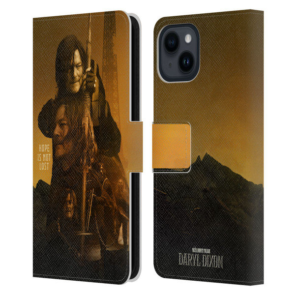 The Walking Dead: Daryl Dixon Key Art Double Exposure Leather Book Wallet Case Cover For Apple iPhone 15