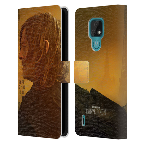 The Walking Dead: Daryl Dixon Key Art Hope Is Not Lost Leather Book Wallet Case Cover For Motorola Moto E7