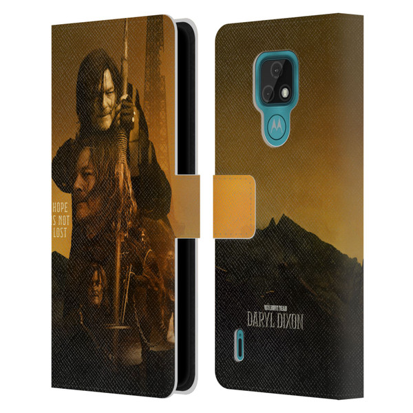 The Walking Dead: Daryl Dixon Key Art Double Exposure Leather Book Wallet Case Cover For Motorola Moto E7