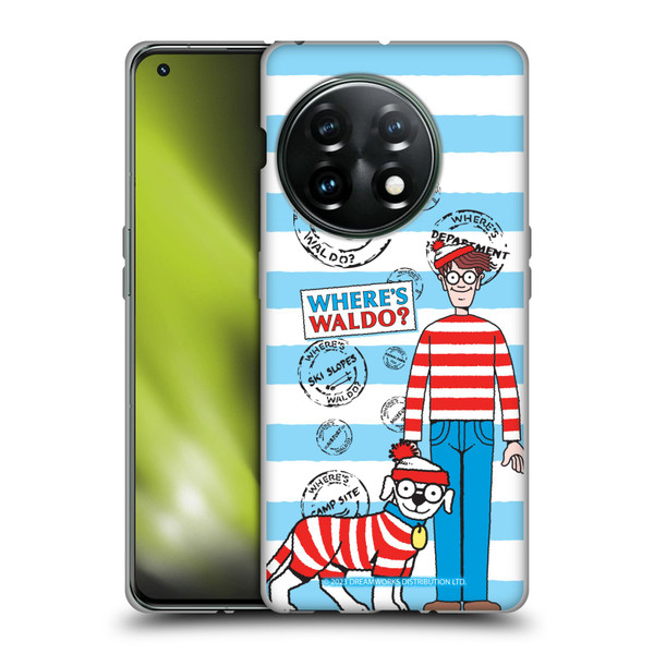 Where's Waldo? Graphics Stripes Blue Soft Gel Case for OnePlus 11 5G