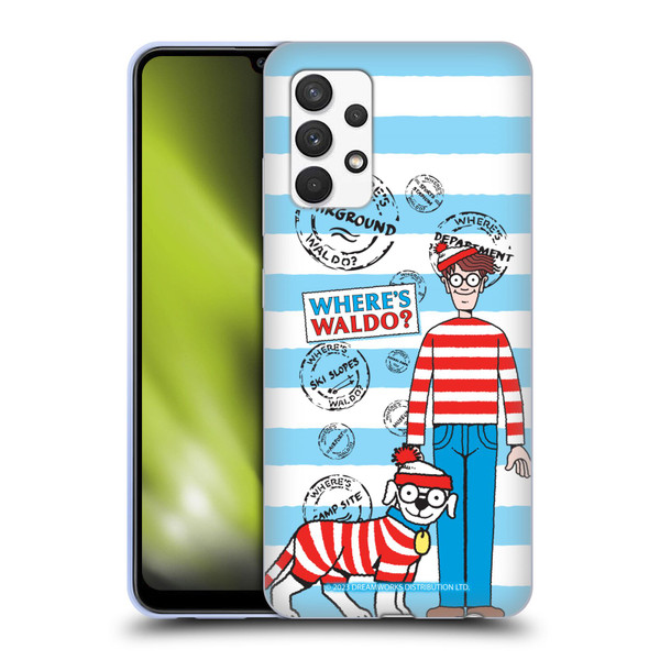 Where's Waldo? Graphics Stripes Blue Soft Gel Case for Samsung Galaxy A32 (2021)