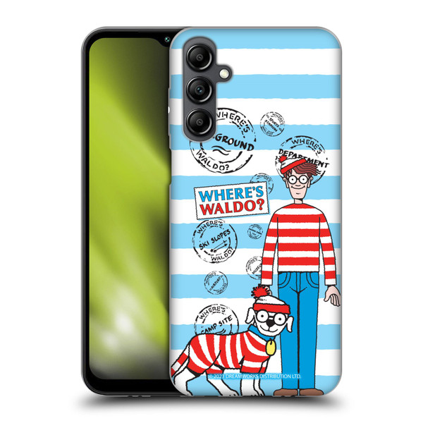 Where's Waldo? Graphics Stripes Blue Soft Gel Case for Samsung Galaxy M14 5G