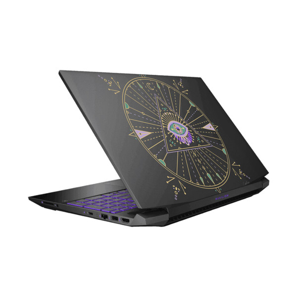 Cat Coquillette Evil Eye Purple Green Mandala Vinyl Sticker Skin Decal Cover for HP Pavilion 15.6" 15-dk0047TX