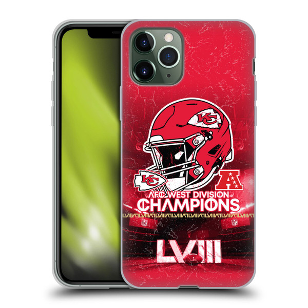 NFL 2024 Division Champions AFC Helmet Chiefs Soft Gel Case for Apple iPhone 11 Pro