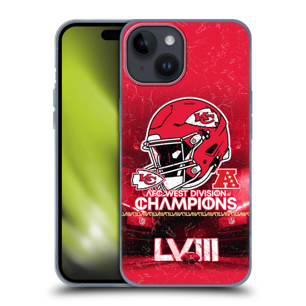 NFL 2024 Division Champions AFC Helmet Chiefs Soft Gel Case for Apple iPhone 15