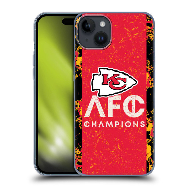 NFL 2024 Division Champions AFC Champ Chiefs Soft Gel Case for Apple iPhone 15 Plus