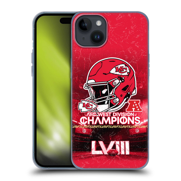 NFL 2024 Division Champions AFC Helmet Chiefs Soft Gel Case for Apple iPhone 15 Plus