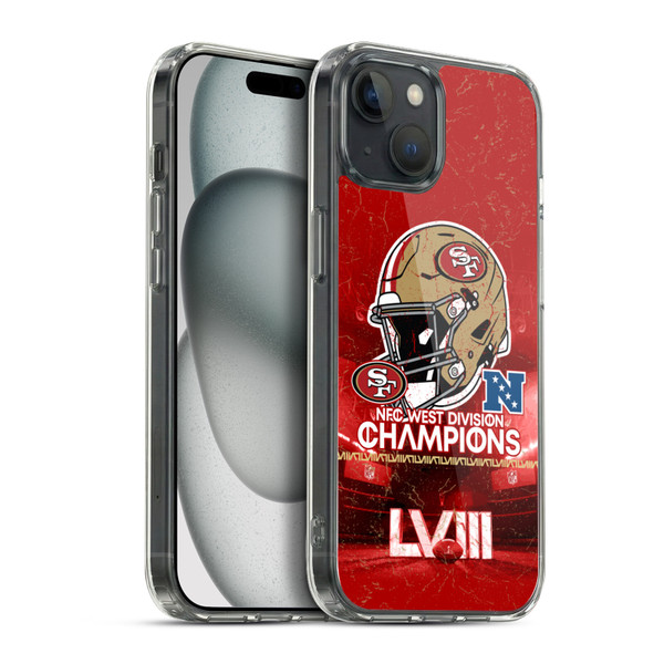NFL 2024 Division Champions NFC Helmet 49ers Soft Gel Case for Apple iPhone 15 Plus & MagSafe