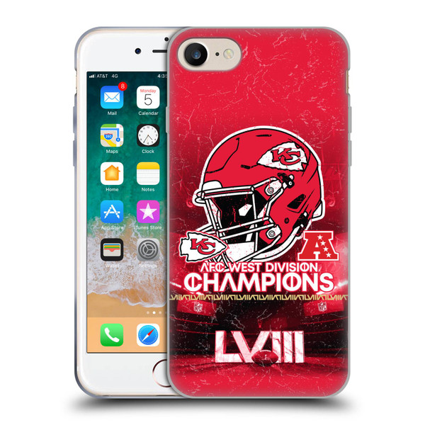 NFL 2024 Division Champions AFC Helmet Chiefs Soft Gel Case for Apple iPhone 7 / 8 / SE 2020 & 2022