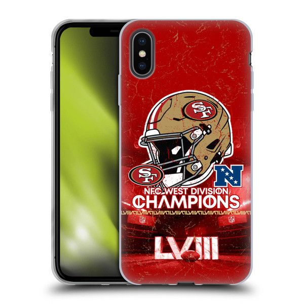 NFL 2024 Division Champions NFC Helmet 49ers Soft Gel Case for Apple iPhone XS Max