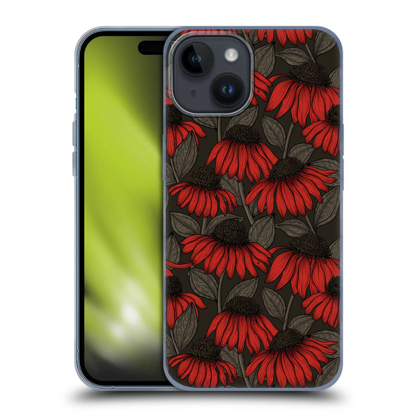 Katerina Kirilova Art Red Coneflowers Soft Gel Case for Apple iPhone 15