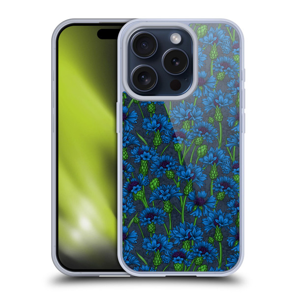 Katerina Kirilova Art Blue Cornflowers Soft Gel Case for Apple iPhone 15 Pro