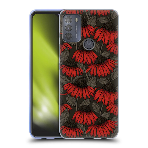 Katerina Kirilova Art Red Coneflowers Soft Gel Case for Motorola Moto G50
