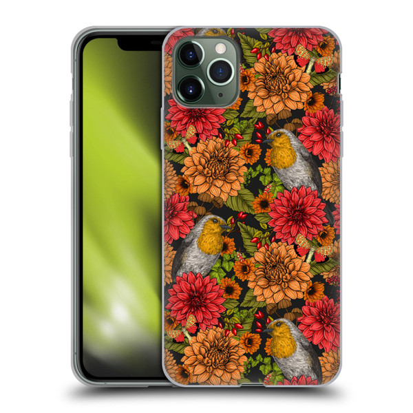 Katerina Kirilova Graphics Robins And Dahlias Soft Gel Case for Apple iPhone 11 Pro Max