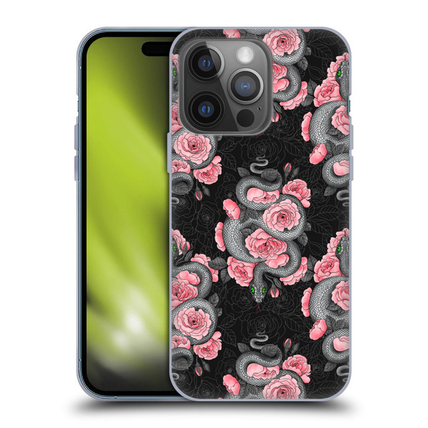 Katerina Kirilova Graphics Snakes And Roses Soft Gel Case for Apple iPhone 14 Pro