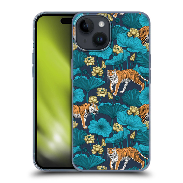 Katerina Kirilova Graphics Tigers In Lotus Pond Soft Gel Case for Apple iPhone 15